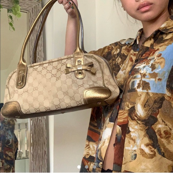 Authentic gold Gucci bowler bag!✨
